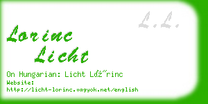 lorinc licht business card